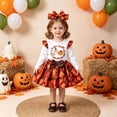 thumbnail image 2 of Wonitaaizi Baby Girl Thanksgiving Outfit Long Sleeve Letter Print Romper Mini Skirt Headband 3Pcs Clothes Set (3-4 Years,Orange), 2 of 7