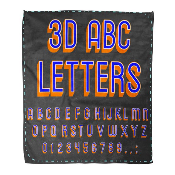 SIDONKU Flannel Throw Blanket 3D ABC Letters Numbers and Symbols Handcrafted Script Soft for Bed Sofa and Couch 58x80 Inches