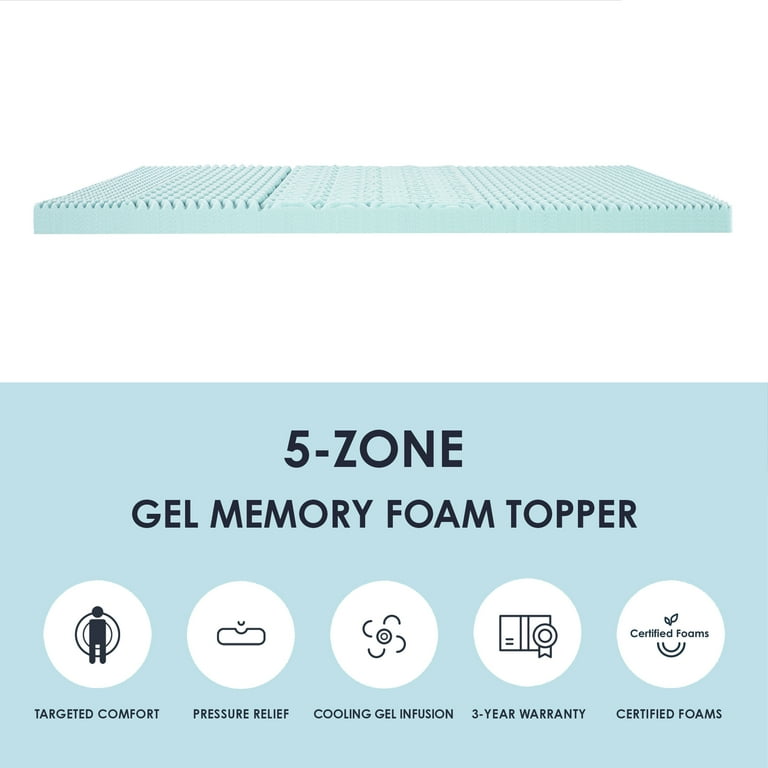 Mellow Queen Size 4 5 Zone Cooling Gel Infused Memory Foam Mattress Topper Walmart