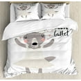 thumbnail image 1 of Cartoon Duvet Cover Set Queen Size, Ballerina Wolf in Pointe Shoes Tutu I Love Ballet Cursive Wording, 3 Piece Bedding Set with 2 Pillow Shams, Pale Taupe Eggshell Blush, by Ambesonne, 1 of 3