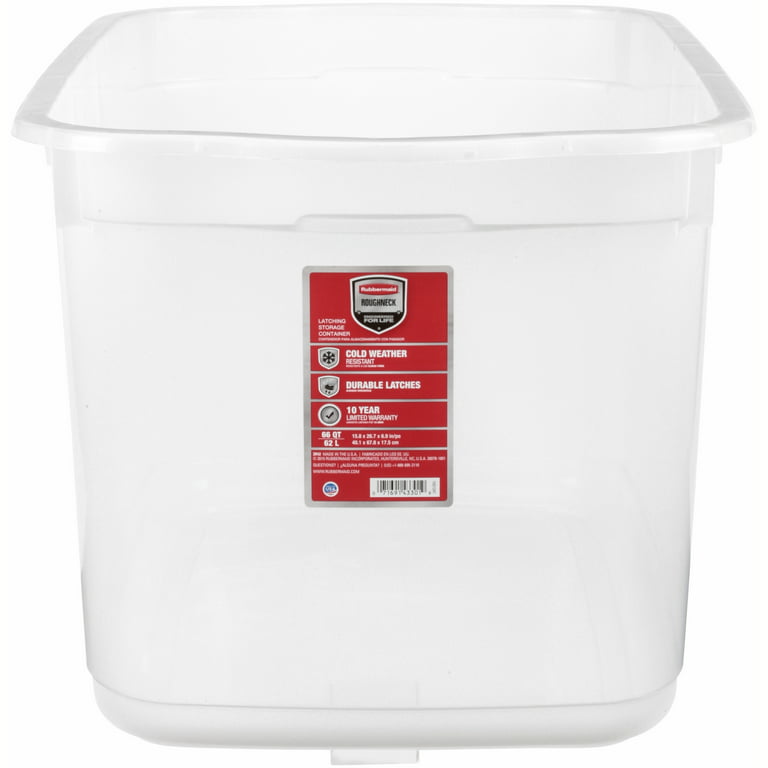 Rubbermaid Roughneck Clear 95 Qt. Plastic Storage Tote w/ Gray Lid, 4 Pack
