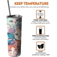 thumbnail image 3 of Cute Cat with Flower Tumbler with Handle and Straw, 20oz Stainless Steel Insulated Cup with Lid and Straw, Travel Mug Water Bottle, Gifts for Women, 3 of 6