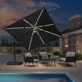 thumbnail image 1 of PURPLE LEAF Parasol Déporté Carré 10x10 Pi à Énergie Solaire DEL pour Terrasse Extérieure, Grand Parasol Suspendu en Aluminium avec Rotation à 360° Réglable, Parasol de Jardin et de Piscine, Gris, 1 of 9