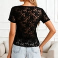 thumbnail image 6 of Ruimatai Women's V Neck Lace Top Hollow Out Crochet Stretch Slim Fit Blouse, 6 of 6