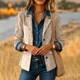 thumbnail image 4 of Zivyakyro Long Sleeve Womens Blazers Button down Fall Womens Jackets Loose Casual Plain Faux Leather Outerwear Beige M, 4 of 6