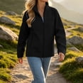 thumbnail image 6 of Fengqque Women’s Softshell Full Zip Jacket, Stand Collar Long Sleeve Windproof Casual Outer Coat with Zipper Pockets Lightweight Outdoor Jacket for Fall Winter Black, 6 of 9