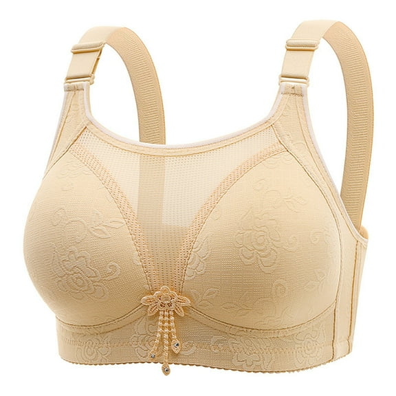 Wycnly Bras for Women,Womens Full Figure Bras,Womens Seamless Bras Breathable Comfy Perspective Full Coverage Bralettes Ladies Elder Compression Push up Wirefree Bra
