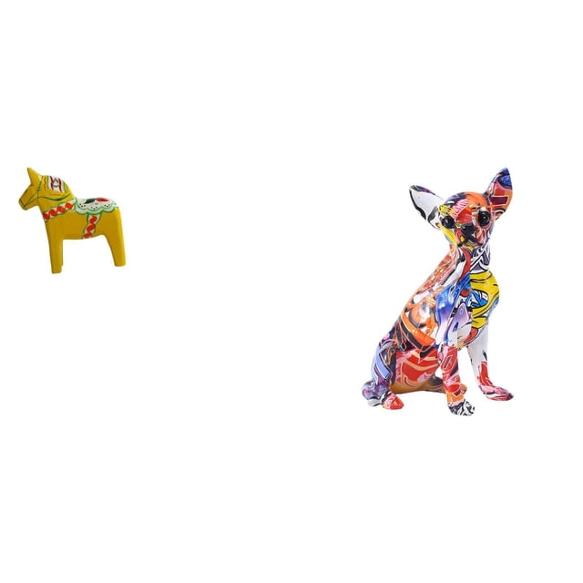 Figura de escritorio,Estatua tradicional sueca del caballo de Dala,Figura decorativa,Estatua de perro coleccionable,decoración de grafiti artesanal,Escultura de perro para decoración del