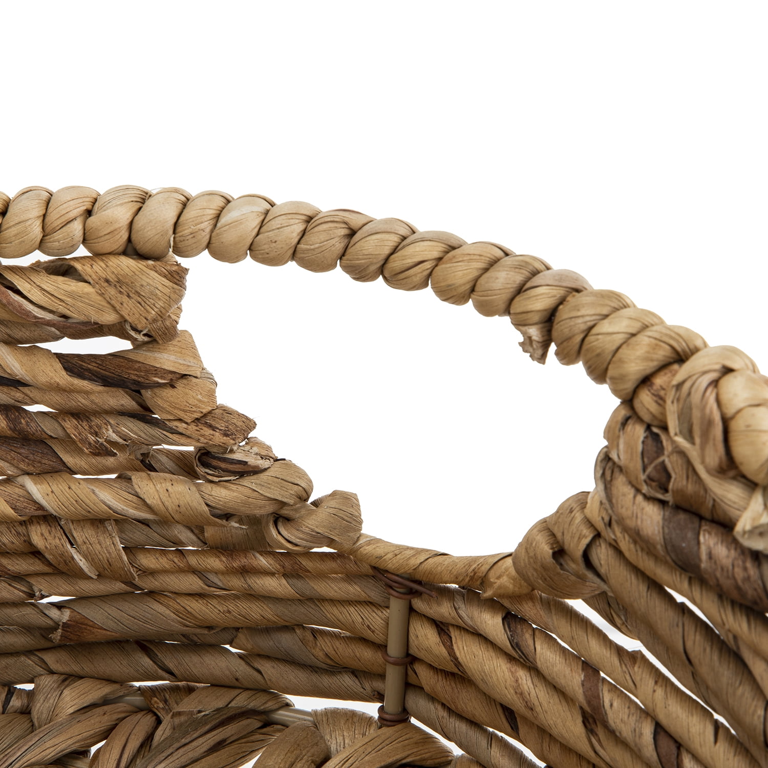 (6 pack) BHG Round Water Hyacinth Woven Decorative Storage Basket, 10"D x 4"H