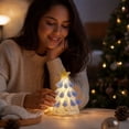 thumbnail image 7 of Tabletop Christmas Night Light, Lighted Mini Glass Christmas Tree with Star Topper, Festive Holiday Centerpiece for Home Mantel Shelf Office Desk Party Decoration, 7 of 7