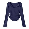 thumbnail image 5 of EDFBUYKRS Pleated Blouses for Women Dressy Casual Long Sleeve Shirts Fall Tunic Tops S, 5 of 5