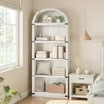 thumbnail image 2 of 5-Tier Arched Bookcase 71.7" Tall Farmhouse Wooden Bookshelf Display Storage Bookshelves for Living Room, Office White, 2 of 8