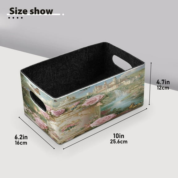BZSMCE Shelf Baskets White Postbox Painting Pattern Storage Cube Bins 10.1*6.3*4.7in Set of 2