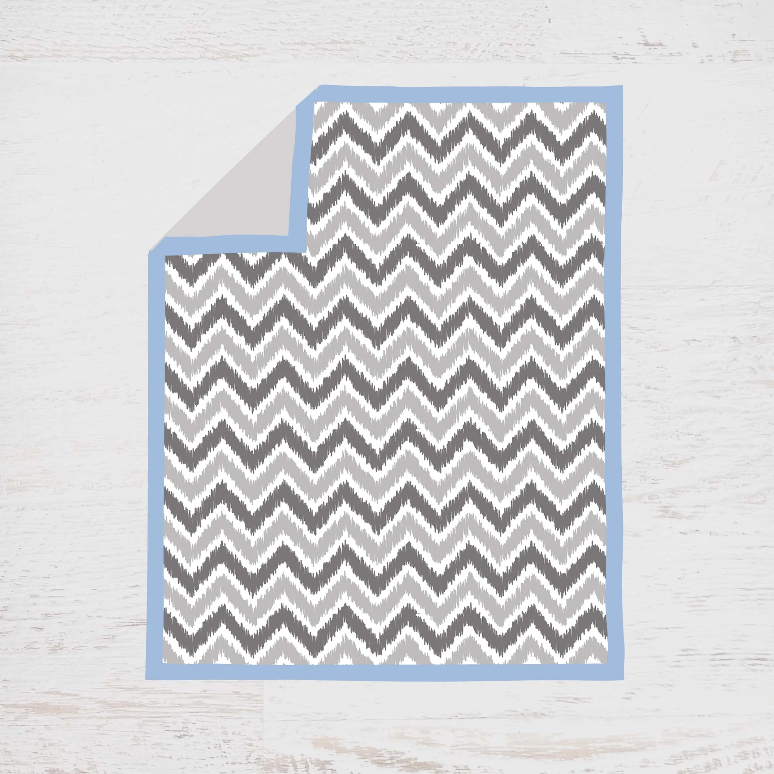 Bacati - Ikat Dots Chevrons 3-Piece Crib Bedding Set - Blue Grey Boys