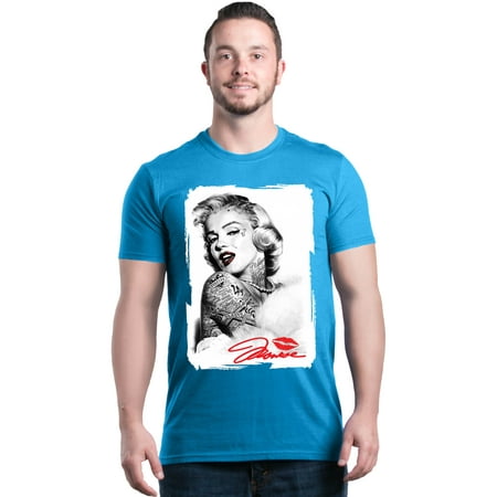 - Shop4Ever Men's Marilyn Tattoo Star Blonde Bombshell Graphic T-shirt