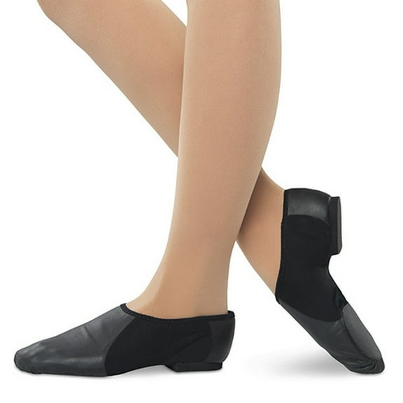 Danshuz Girls Black Soft Leather Split Sole Superflex Jazz Shoes 2 Kids