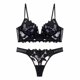 thumbnail image 1 of Ropa interior de encaje bordado con escote en V profundo sexy europeo y americano para mujer, sujetador de traje con fruncido pequeño y pecho grande ultrafino, 1 of 5