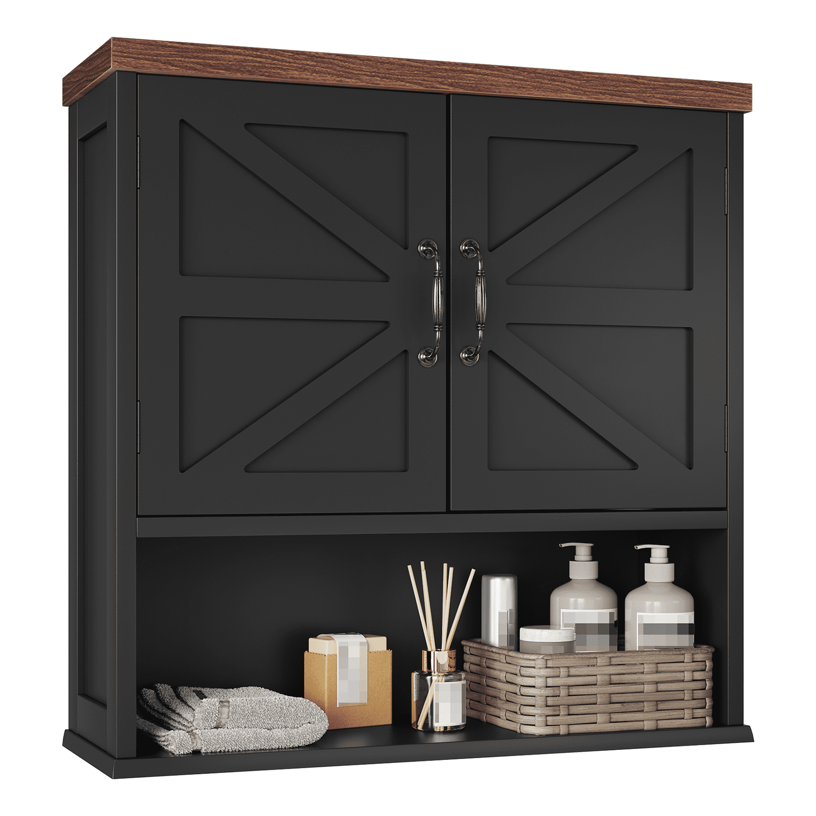Smuxee Bathroom Cabinet Storage with Bathroom Shelf, Over the Toilet Storage Wall Cabinet,Black
