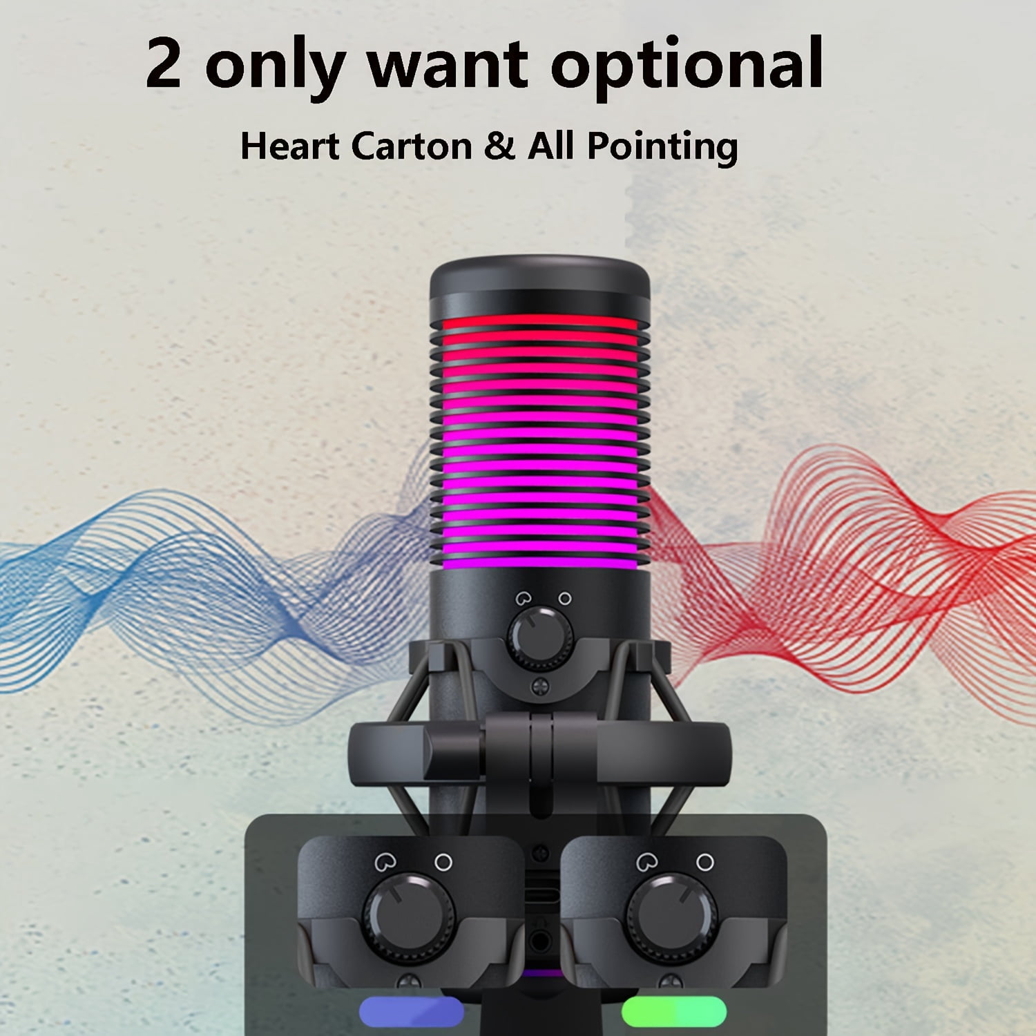 USB Condenser Gaming Microphone with Shock Mount, Gain Control, RGB Microphone for Gaming, Streaming, Podcasting