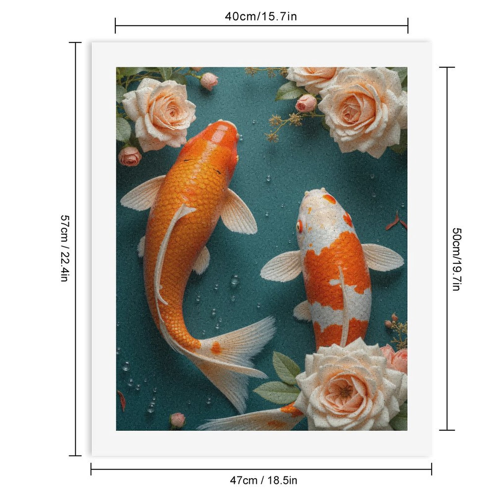 Paint By Numbers Kit for Adults Beginner - DIY Koi Roses Water Droplets Art Design Canvas Painting Kits for Adults, Frameless Paint By Number for Adults for Home Wall Decor 16x20 Inch