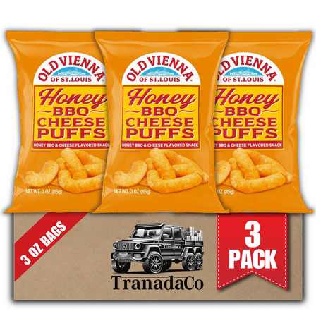 Old Vienna of St. Louis Honey BBQ Cheese Puff 3oz Bag, 3-Pack Sweet & Smoky Flavor Snack (by TranadaCo)