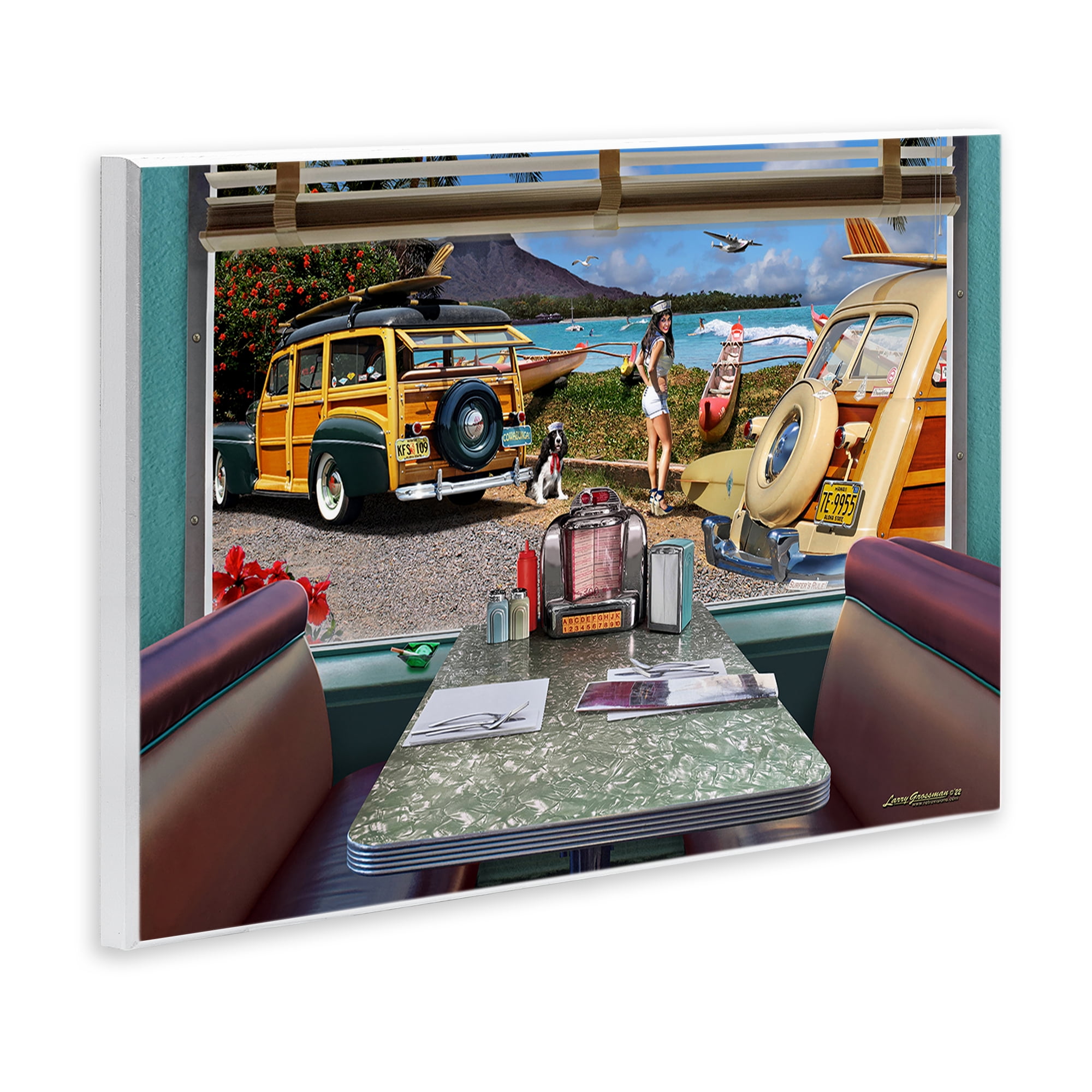 Stupell Industries Vintage Diner Beach View Transportation Painting Unframed Art Print Wall Art, 15 x 10