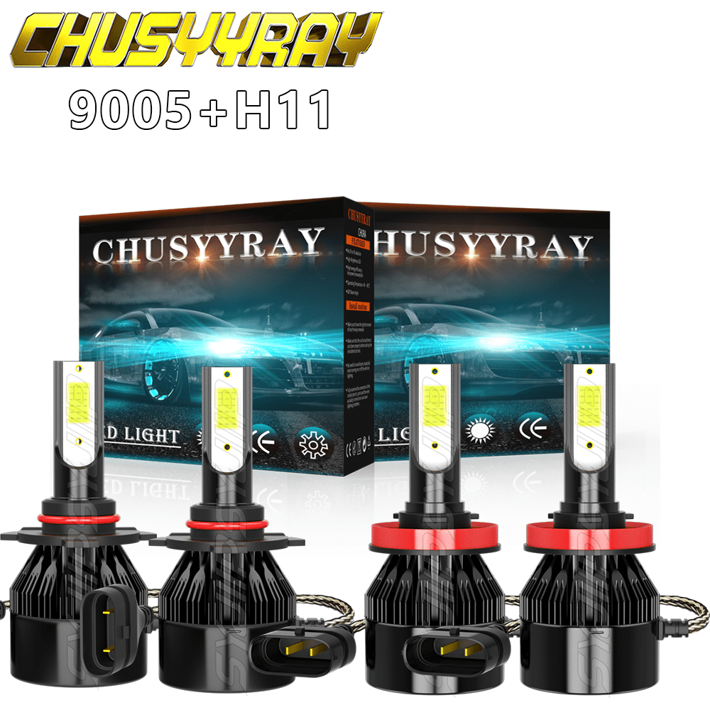 4PCS Combo H11+H11 White 6000K 4x H11 LED Headlight Kit Bulbs - Foto 8