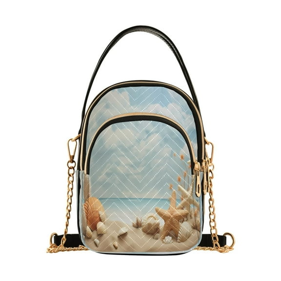 ALAZA Chain Crossbody Bags for Women Seashells on Beach with Sky Shoulder Handbag Phone Purse
