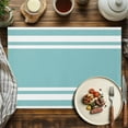 thumbnail image 2 of Placemats Set of 4, Geometric Pattern Place Mats Teal Stripe Lines Tablemats Washable Placemat Table Decoration for Kitchen Table Dinner Party Home Decor Indoor Outdoor 13x19 Inch, 2 of 9