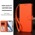thumbnail image 2 of ELEHOLD For Apple iPhone 16e Flip PU Leather Wallet Case with Credit Card Slot RFID Blocking Kickstand Shock-Absorbent TPU Magnetic Protective Cover With Lanyard ,Orange, 2 of 12