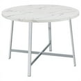 thumbnail image 2 of Coaster Alcott Metal Base Round Faux Carrara Marble Top Dining Table in Chrome, 2 of 13