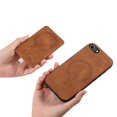 thumbnail image 2 of For iPhone 16e Case Ring Kickstand Leather + TPU + PC Phone Cover Detachable Card Holder - Green, 2 of 5