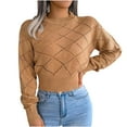 thumbnail image 2 of Black**Friday on Sale ChaoHeng Off The Shoulder Sweater Women's Solid Color Argyle Lace Pullover Sweater,Casual Long Sleeve Round Neck Top, 2 of 8