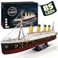 thumbnail image 1 of 3D Puzzles For Adults LED Titanic Ship Model Toys Lighting Building Kits Home Decoration Gifts, 1 of 4