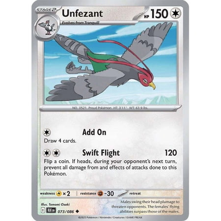 Pokemon Black Bolt Uncommon Unfezant #73