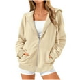 thumbnail image 1 of MeetoTime Veste Sweat à Manches Longues pour Femmes Automne Tendance Décontractée à Capuche Zippée avec Poches, 1 of 4