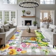 thumbnail image 3 of Easter Truck Area Rugs 5'x8', Small Throw Rugs for Classroom Bedroom, Spring Floral Eggs Butterflies Leaves Gray Plaid Indoor Outdoor Rug Non-Slip Low Pile Carpet Runner Reversible Floor Mats, 3 of 8