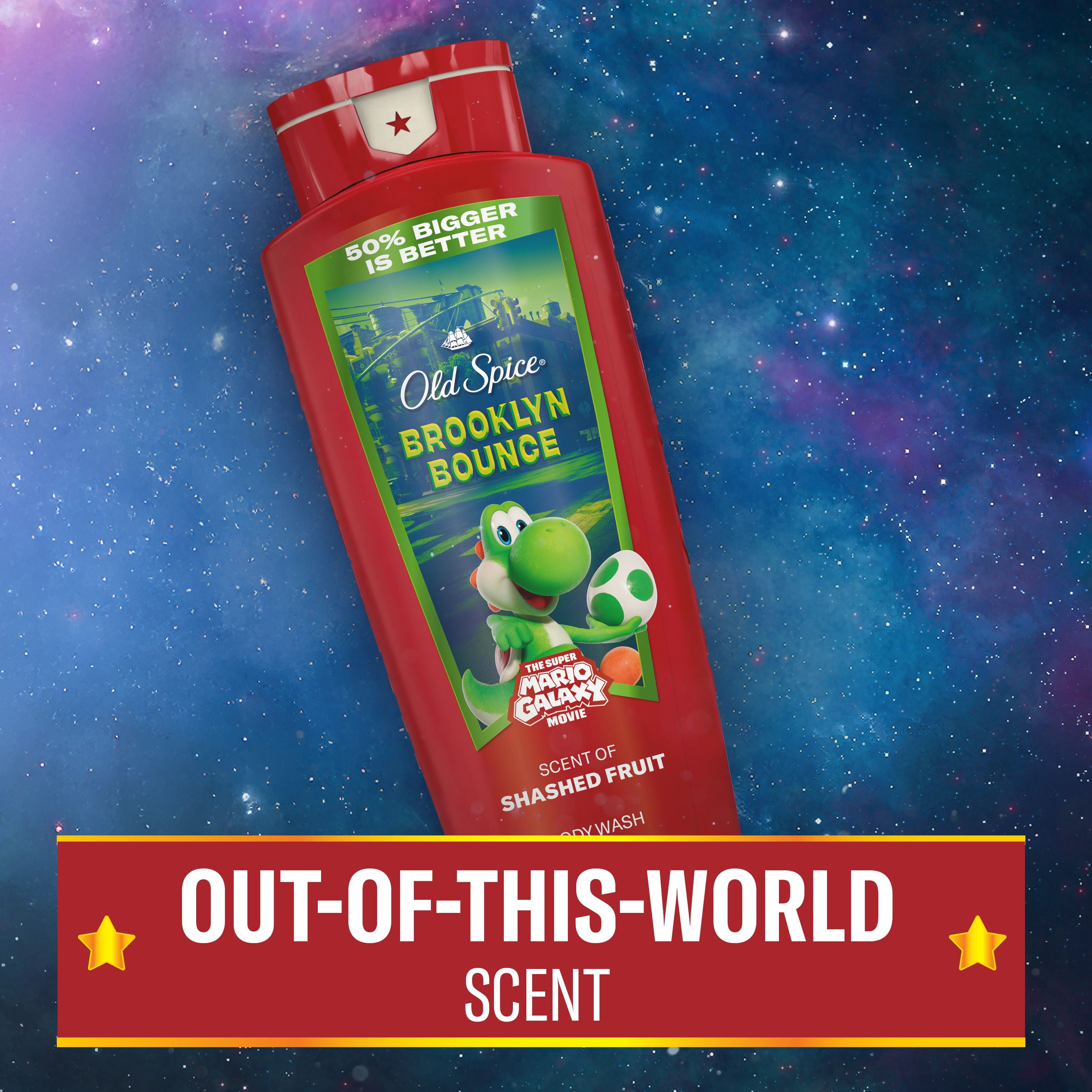Old Spice Body Wash for Men, Brooklyn Bounce, Scent of Smashed Fruit, Old Spice x The Super Mario Galaxy Movie, 24/7 Shower Fresh