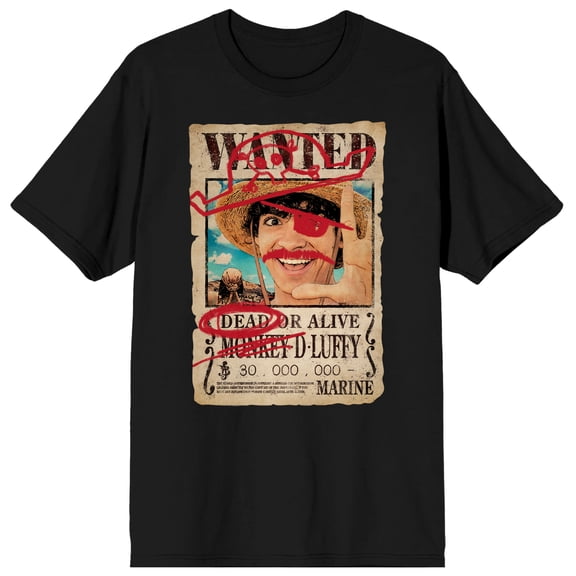 One Piece Live Action Luffy Wanted Poster Tee for Men-Medium