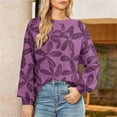 thumbnail image 6 of Women's Floral Print Sweatshirt 2025 Fall Long Sleeve Loose Crewneck Pullovers Stylish Workout Casual Tee Tops, 6 of 8
