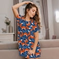 thumbnail image 3 of Lsque Abstract Vintage Fox and Plants Pattern Nightgowns for Women Sleep Shirts Short Sleeve Nightshirt Pullover Nightdress Soft Sleepwear Relaxed Fit Nightdress, 3 of 6