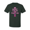 thumbnail image 2 of Keep Calm and Fight On Breast Cancer Awareness Men's Graphic T-Shirt, Forest Green, Large, 2 of 3