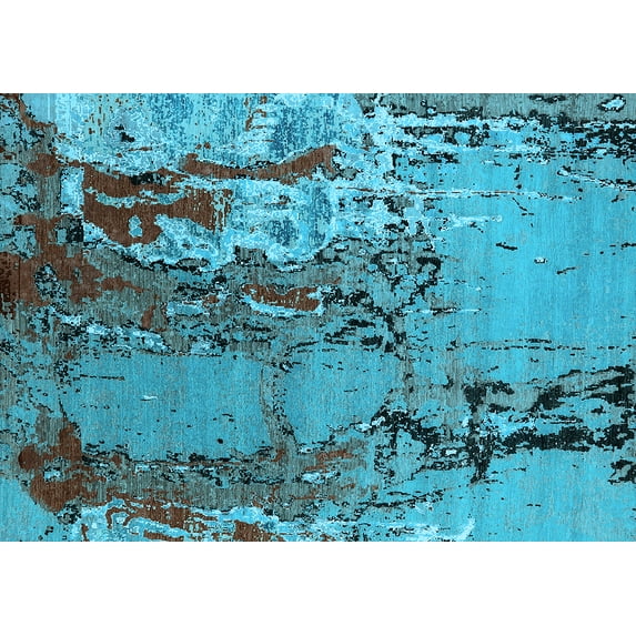Ahgly Company Indoor Rectangle Oriental Light Blue Industrial Area Rugs, 6' x 9'
