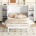 thumbnail image 2 of Euroco Wood Queen Size Murphy Bed with Shelves and USB Ports, Convertible Cabinet Wall Bed, White, 2 of 12