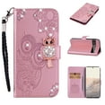 thumbnail image 1 of Diamond Wallet Case for Google Pixel 7 Pro with Card Slots Holder Magnetic Clasp Cover, Shining Sparkle Owl Embossed Pattern PU Leather Flip Folio Case with Wrist Strap Kickstand Case,Rosegold, 1 of 5