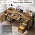 thumbnail image 4 of Tribesigns 65" Farmhouse Computer Desk with 5 Drawers, Wooden Home Office Desk with Cabinet, Large Study Writing Table for Working, Studying, Rustic Brown, 4 of 7