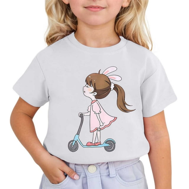 Children Cute Printed Short Sleeved Round Neck T Shirt