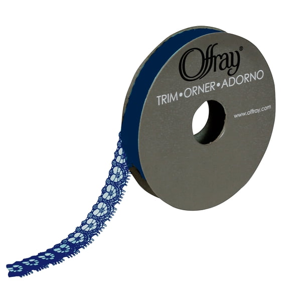 Offray 7/16" x 9' Petite Navy Lace Ribbon, 1 Each
