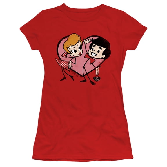 I Love Lucy Cartoon Love S/S Junior Women's T-Shirt Sheer Red