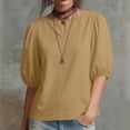 thumbnail image 6 of TARIENDY Summer Casual Shirts for Women Puff Sleeve Notch Neck T Shirt Loose Fit Solid Color Going Out Tops Trendy Outfits Khaki M, 6 of 6